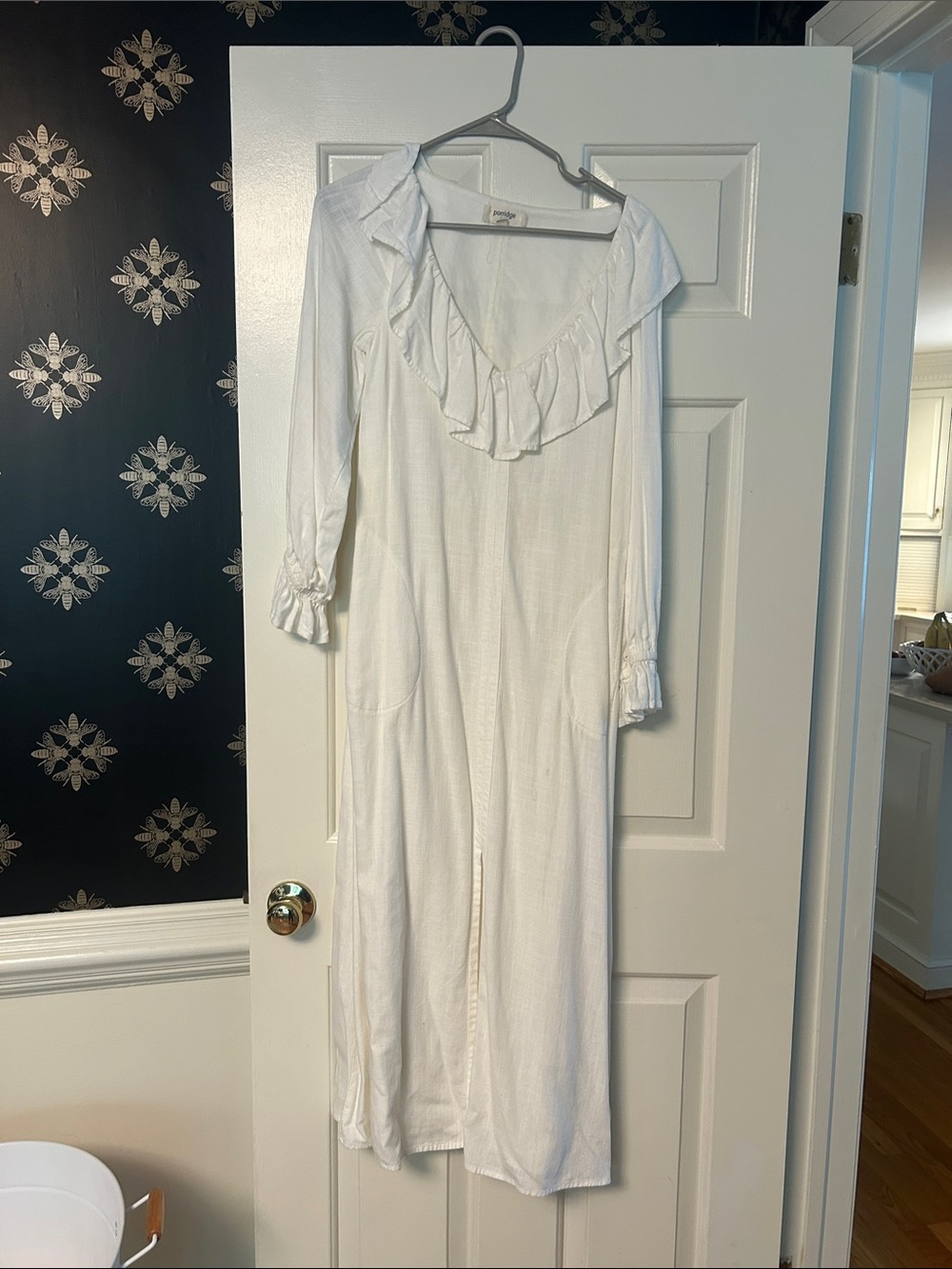 Anthropologie Porridge Ruffled Linen Blend Maxi Dress Ivory XS